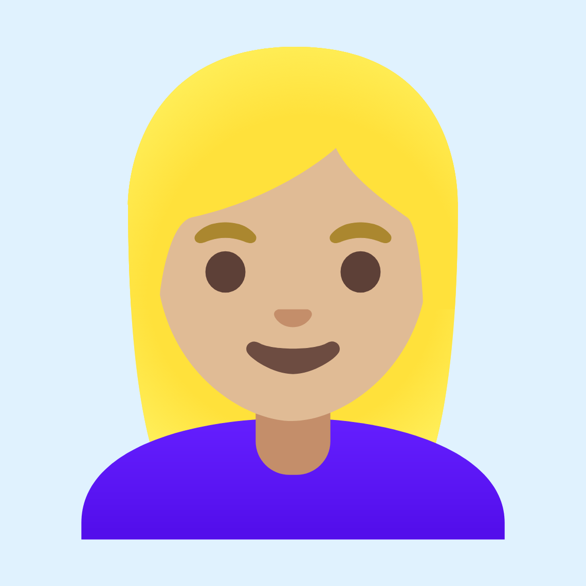 👱🏼‍♀️ Woman: medium-light skin tone, blond hair