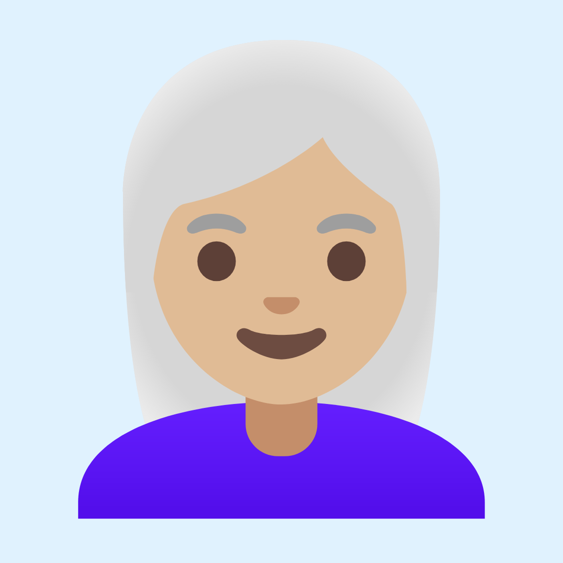👩🏼‍🦳 Woman: medium-light skin tone, white hair