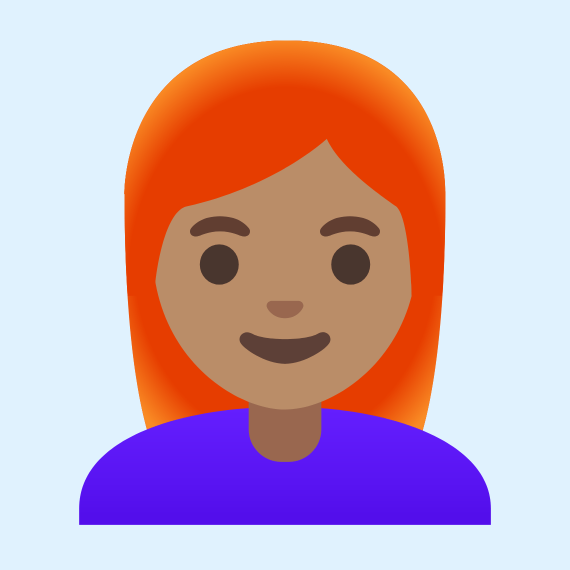 👩🏽‍🦰 Woman: medium skin tone, red hair