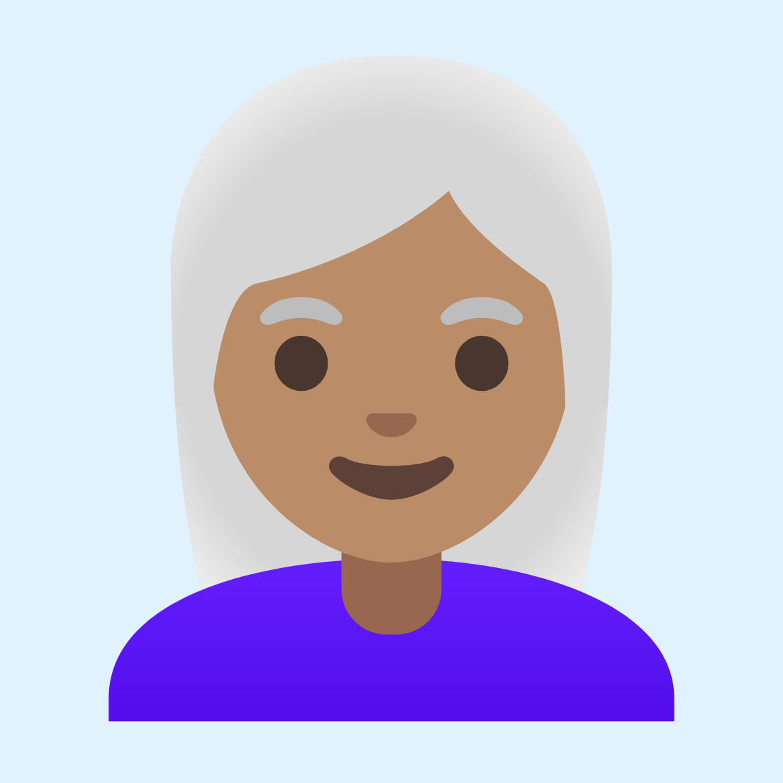 π©π½β𦳠Woman: medium skin tone, white hair