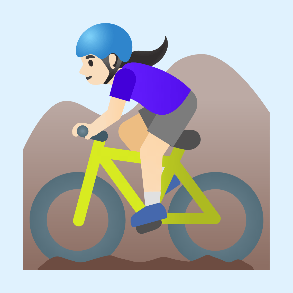 🚵🏻♀️ Žena vozi brdski bicikl: svijetla boja kože