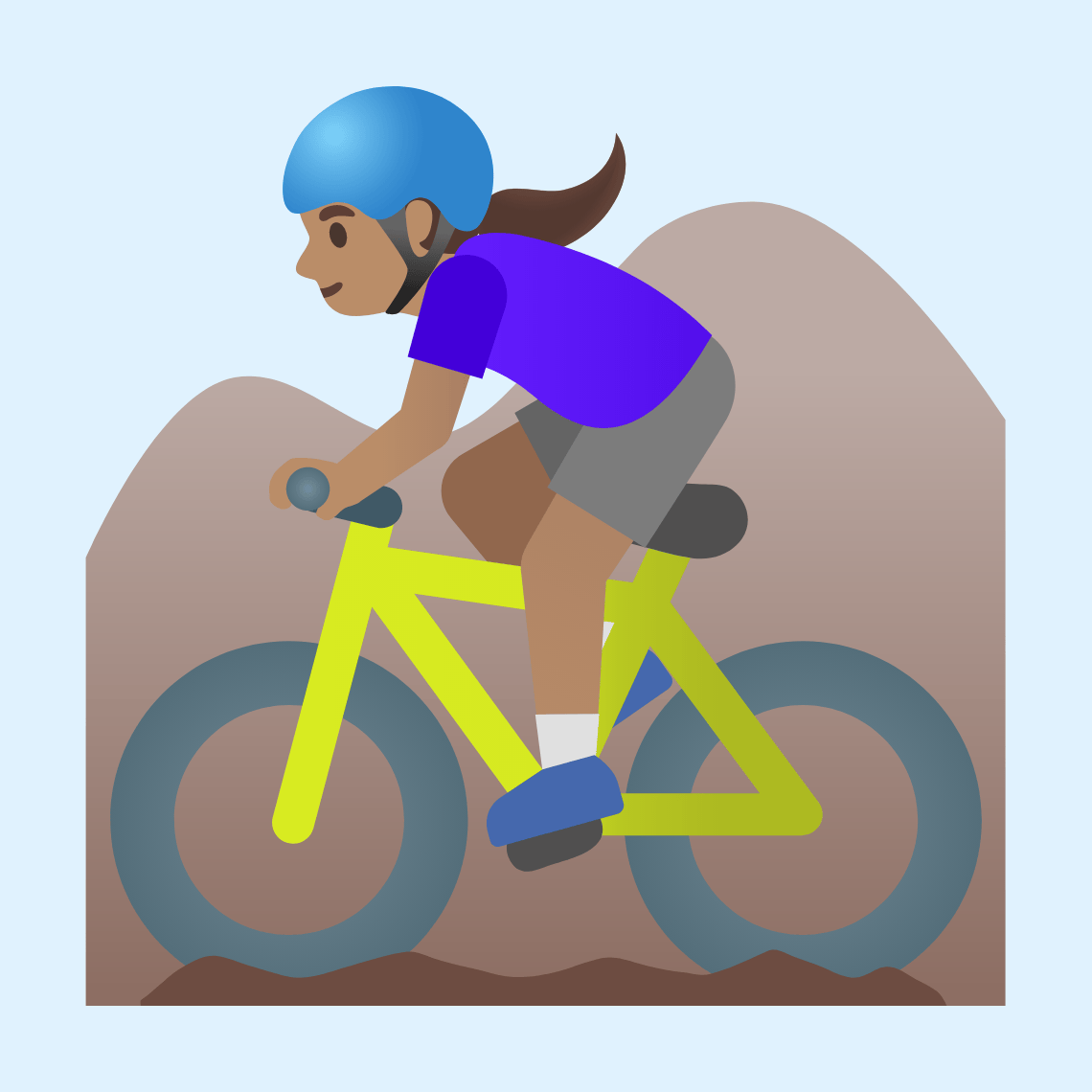 π΅π½ββοΈ Woman mountain biking: medium skin tone