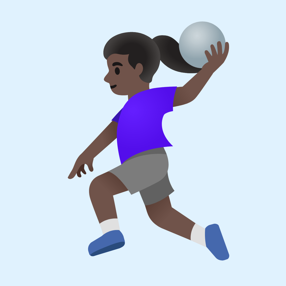 π€ΎπΏββοΈ Woman playing handball: dark skin tone