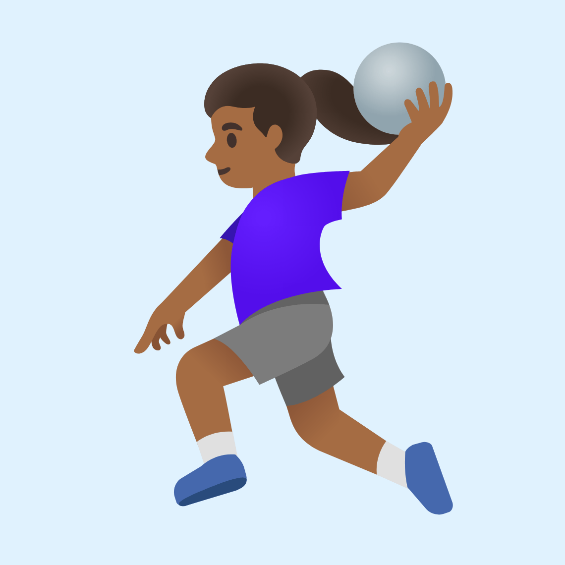 π€ΎπΎββοΈ Woman playing handball: medium-dark skin tone