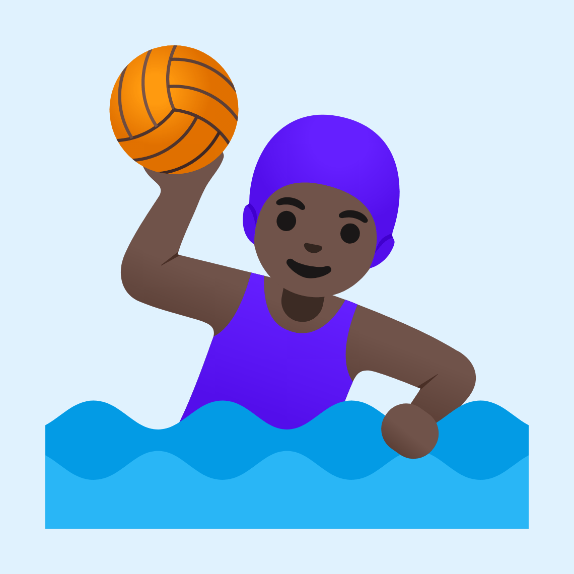 🤽🏿‍♀️ Woman playing water polo: dark skin tone