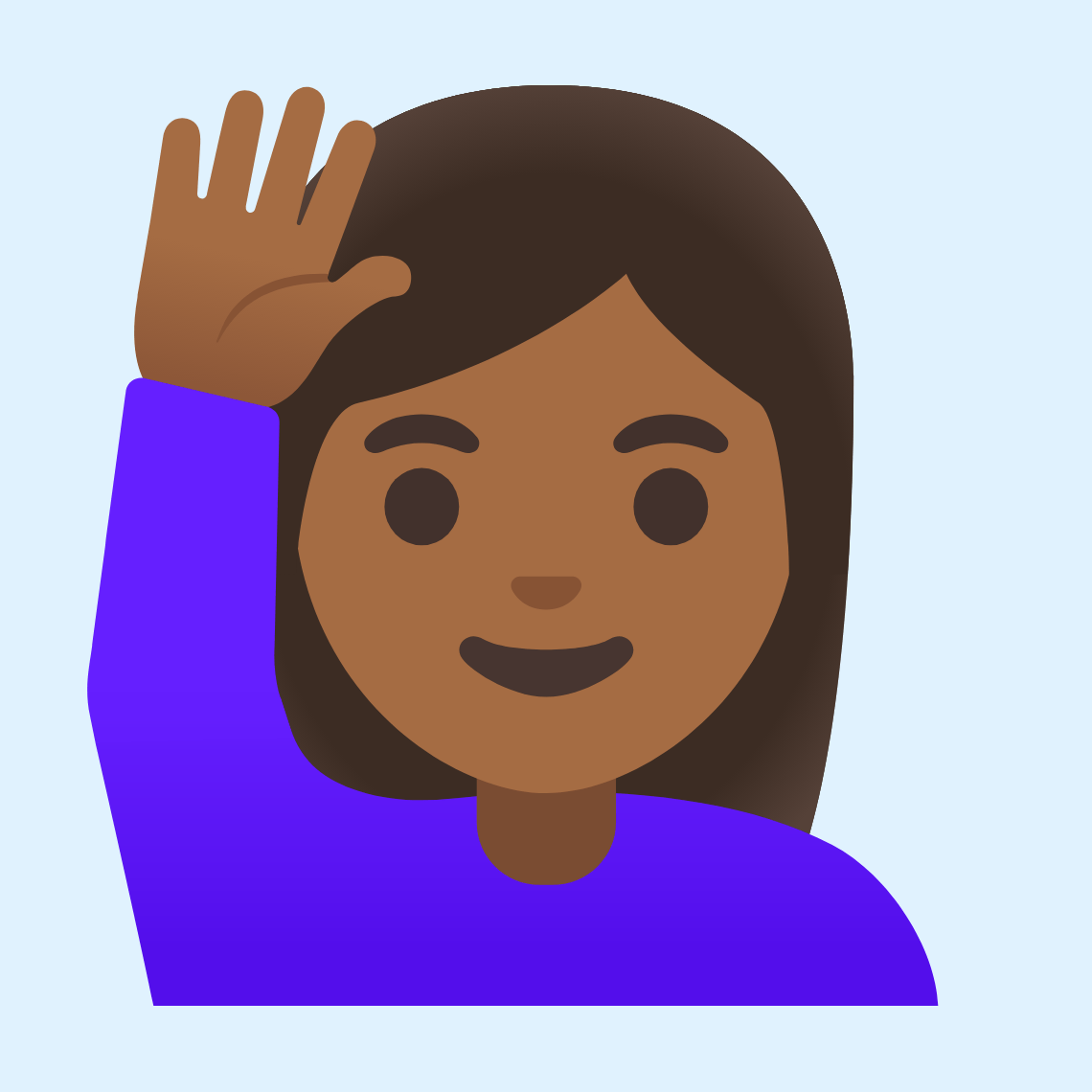 ππΎββοΈ Woman raising hand: medium-dark skin tone