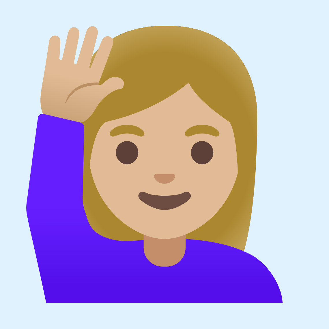 ππΌββοΈ Woman raising hand: medium-light skin tone