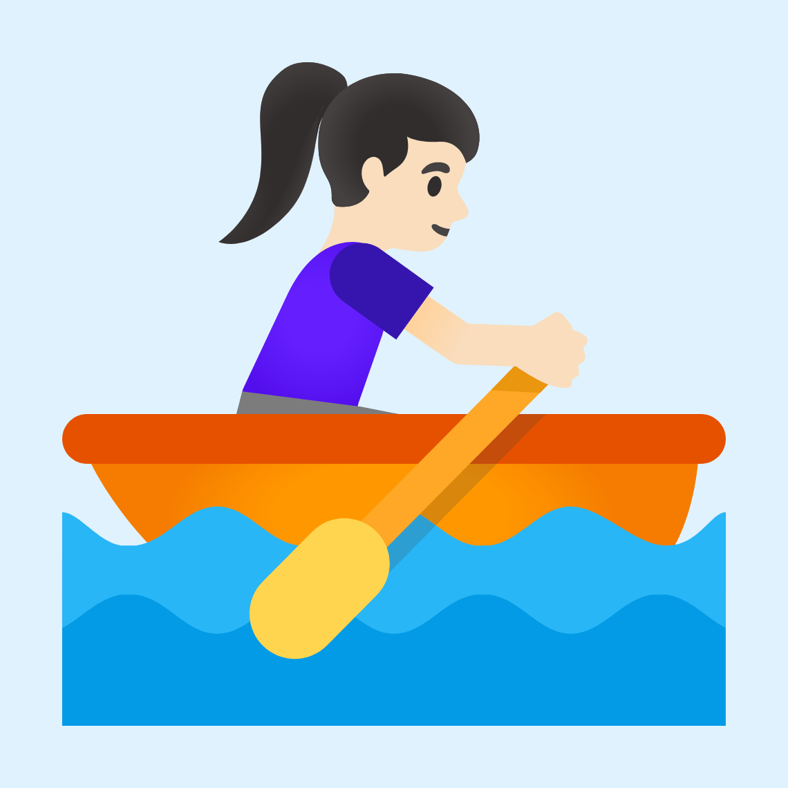 🚣🏻♀️ Žena vesla: svijetla boja kože