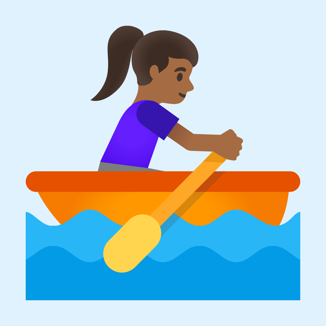 π£πΎββοΈ Woman rowing boat: medium-dark skin tone