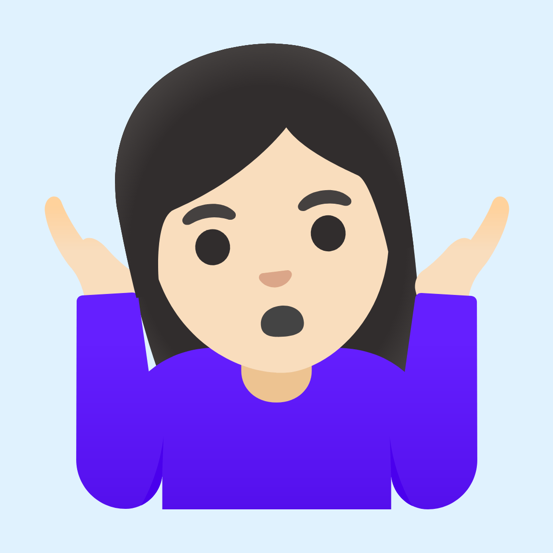 π€·π»ββοΈ Woman shrugging: light skin tone