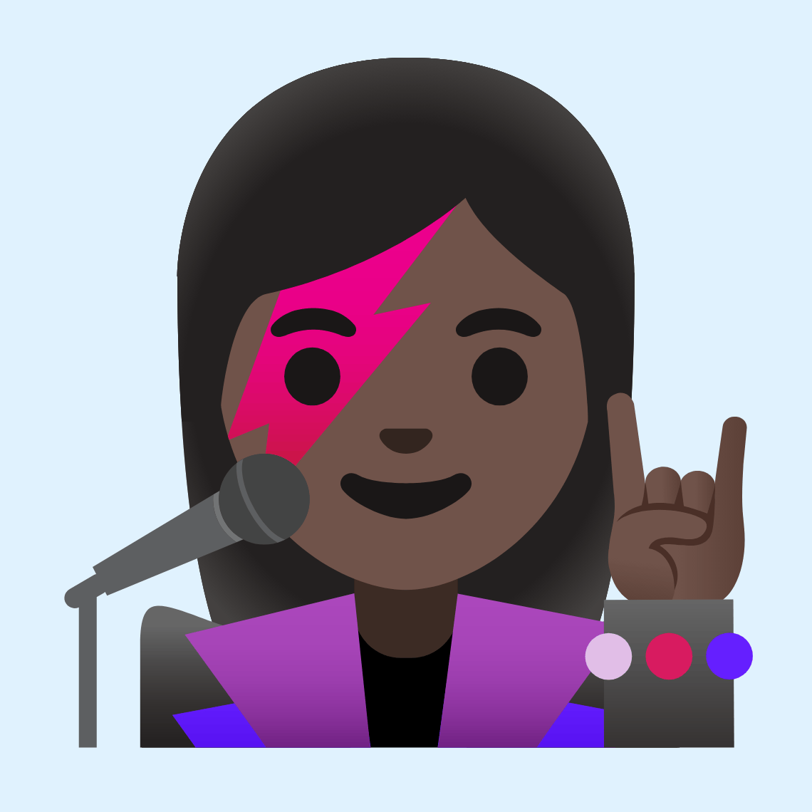 👩🏿‍🎤 Woman singer: dark skin tone