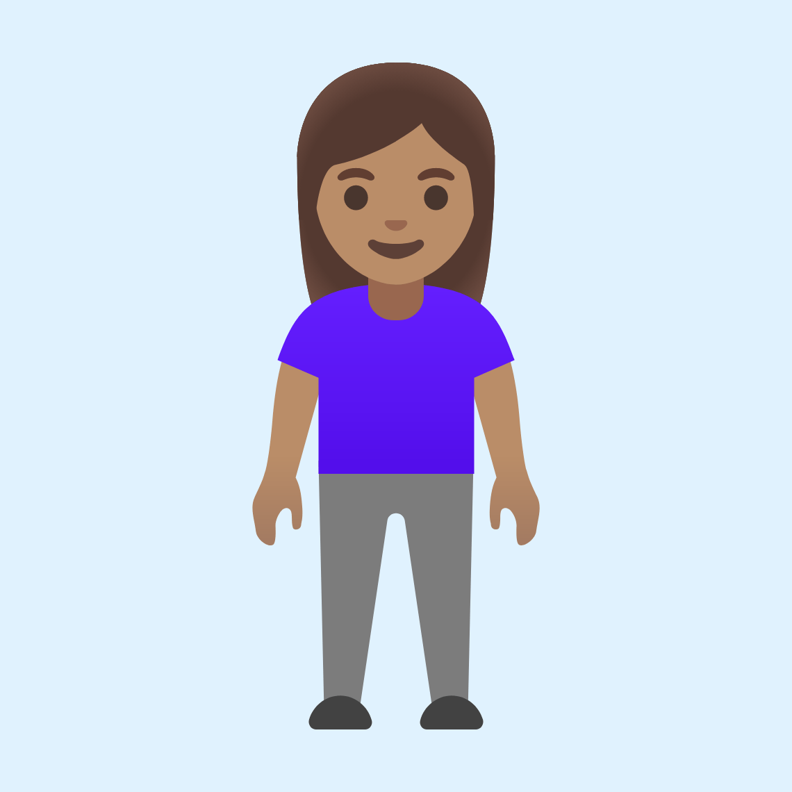 π§π½ββοΈ Woman standing: medium skin tone