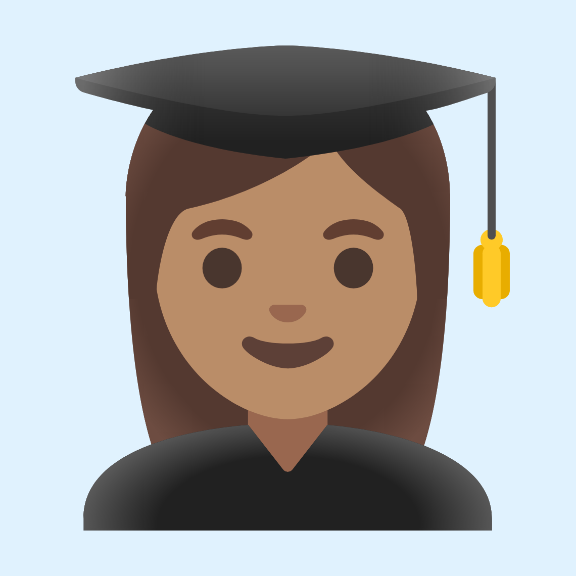 π©π½βπ Woman student: medium skin tone