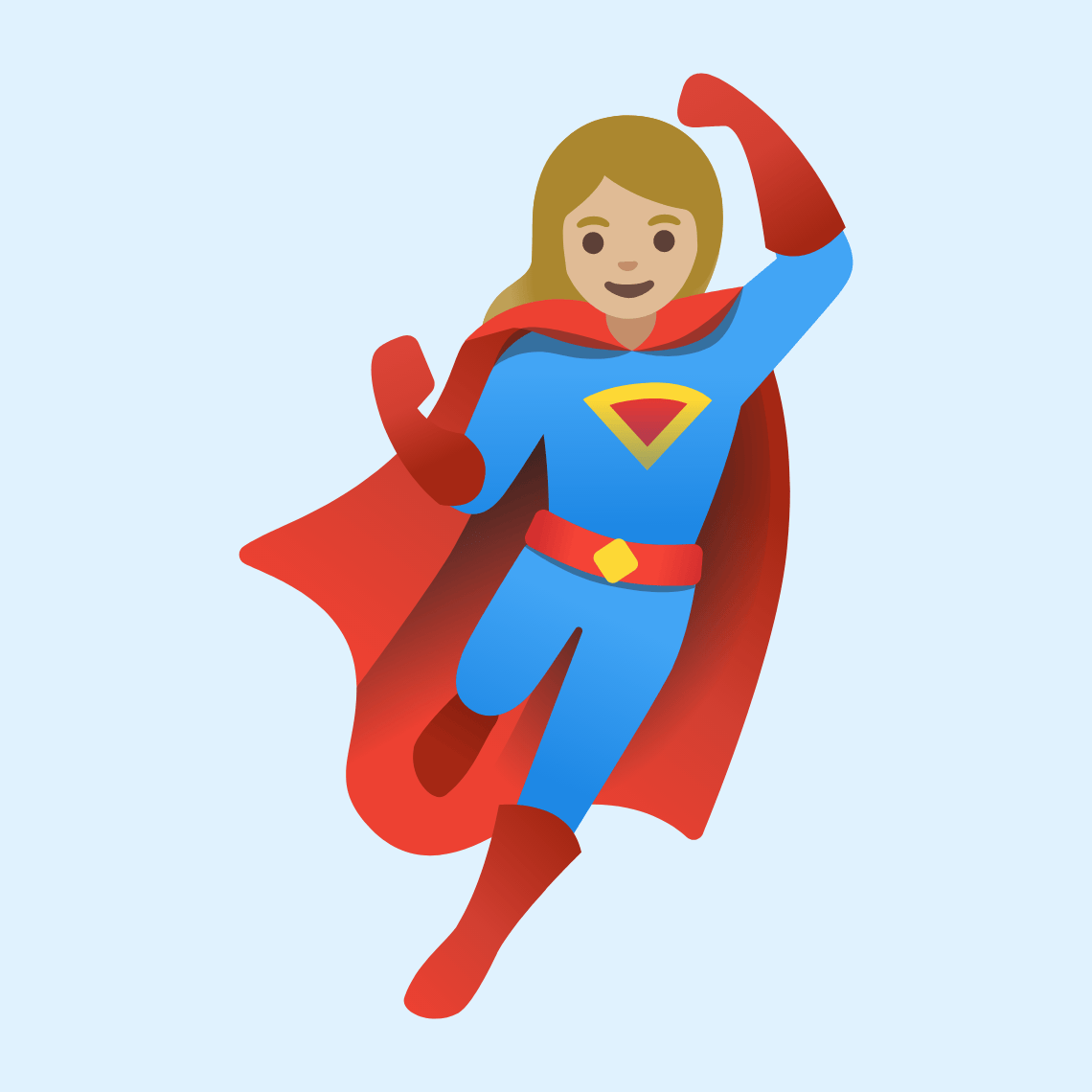 π¦ΈπΌββοΈ Woman superhero: medium-light skin tone