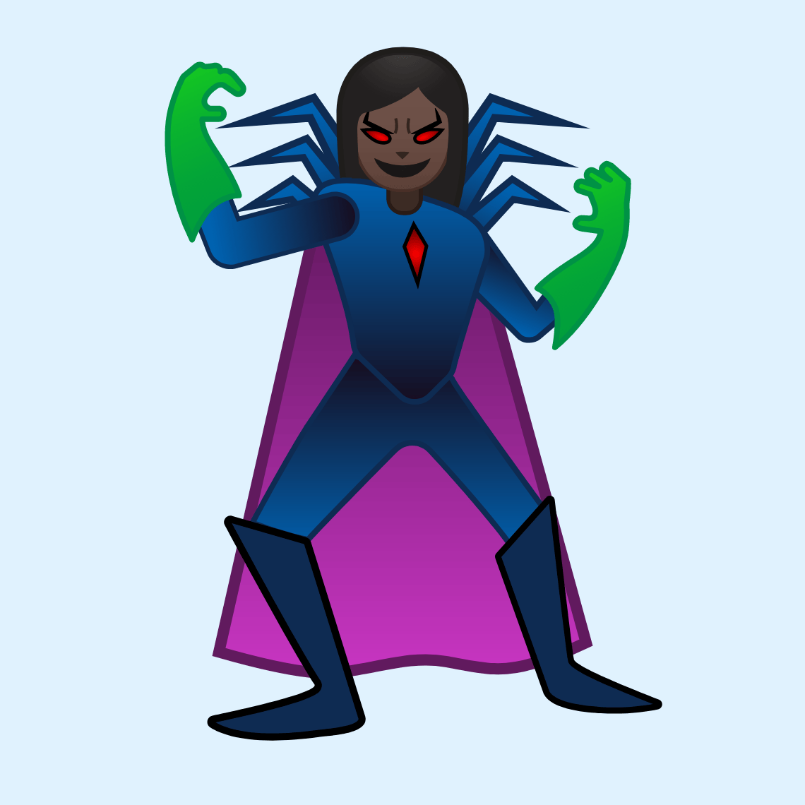 π¦ΉπΏββοΈ Woman supervillain: dark skin tone