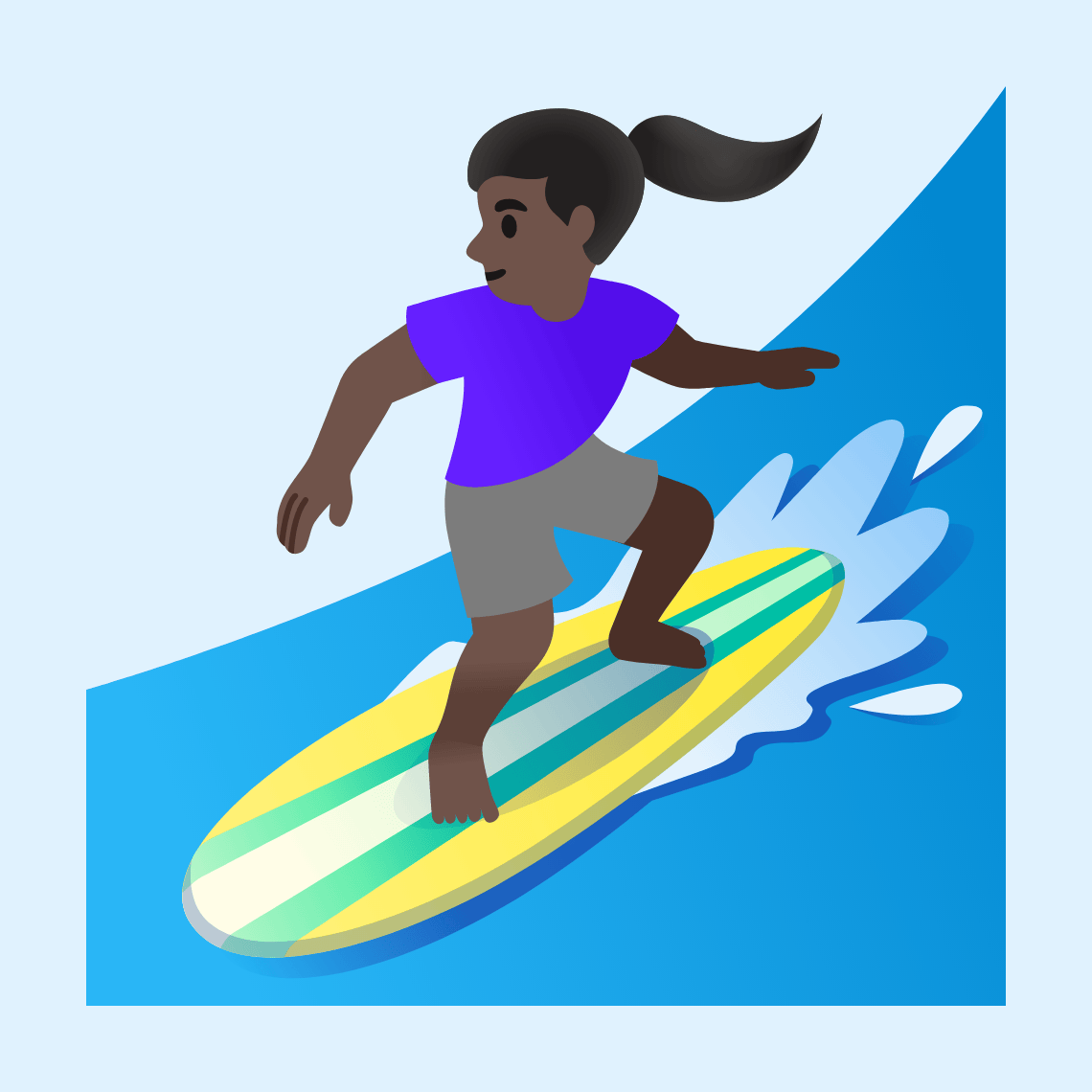 ππΏββοΈ Woman surfing: dark skin tone