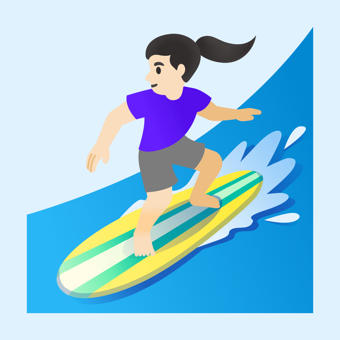 ππ»ββοΈ Woman surfing: light skin tone