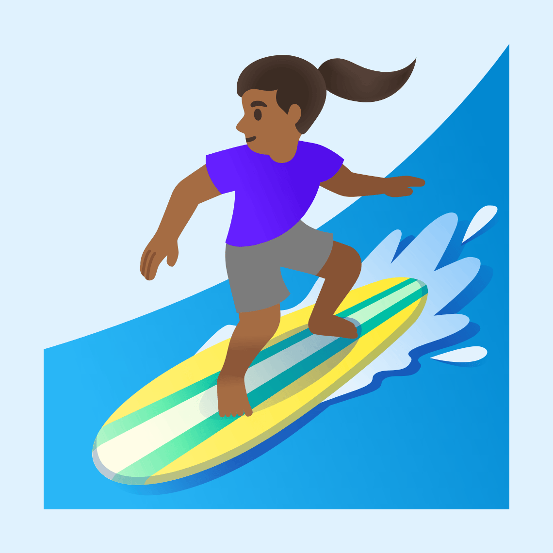 🏄🏾♀️ Žena surfa: smeđa boja kože