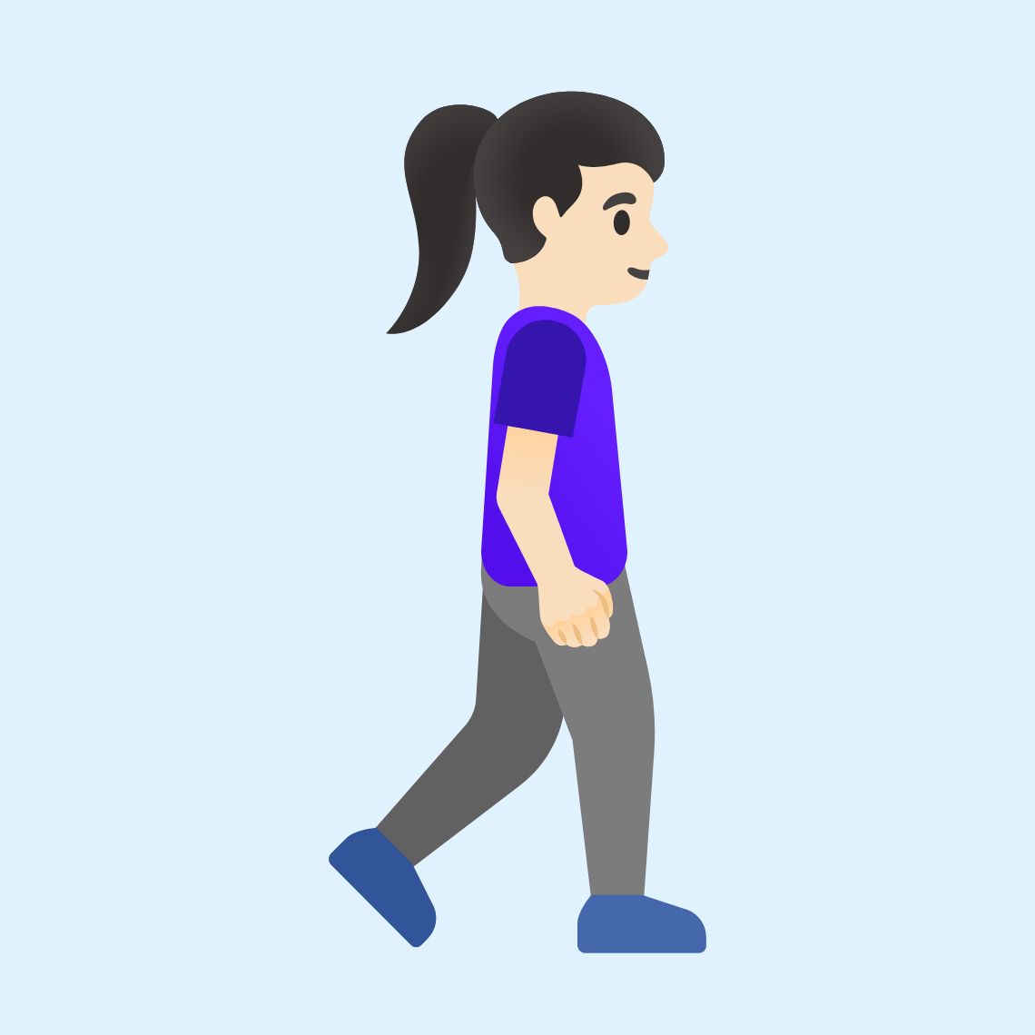 πΆπ»ββοΈββ‘οΈ Woman walking facing right: light skin tone