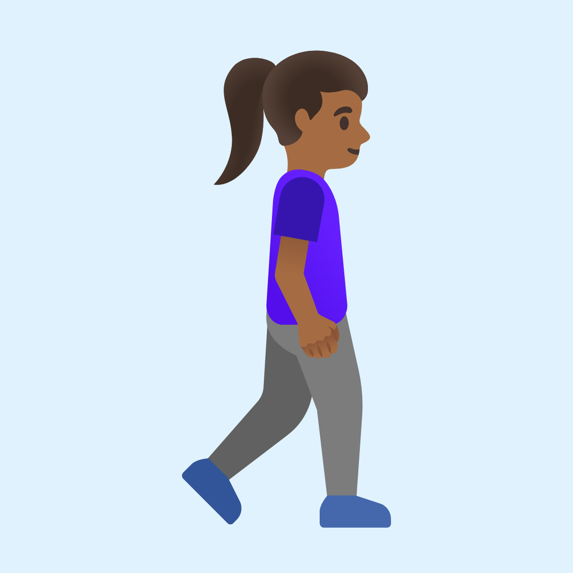 πΆπΎββοΈββ‘οΈ Woman walking facing right: medium-dark skin tone