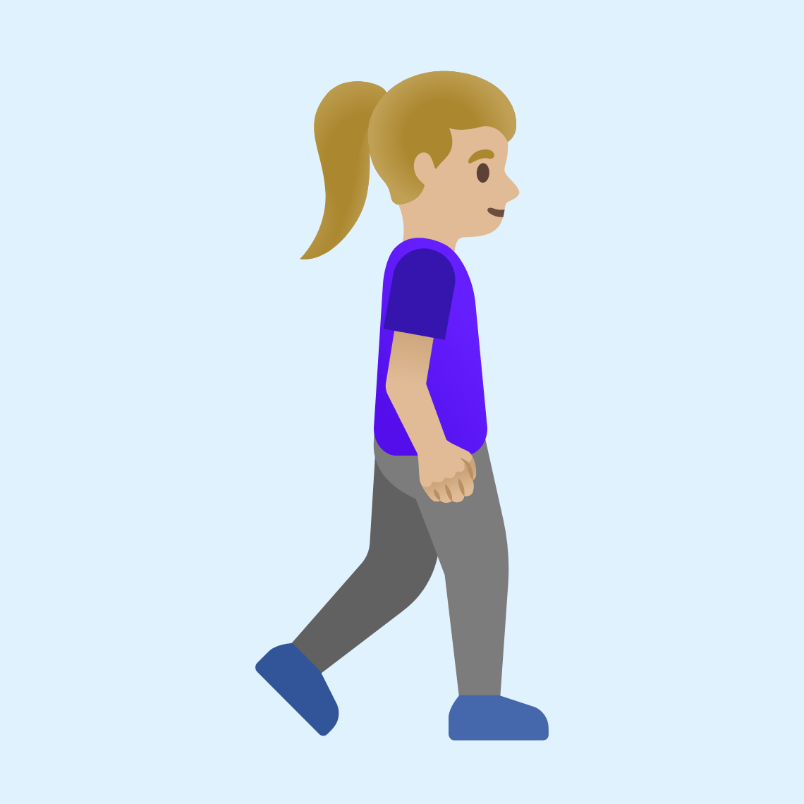 🚶🏼♀️➡️ Žena hoda udesno: svijetlo maslinasta boja kože