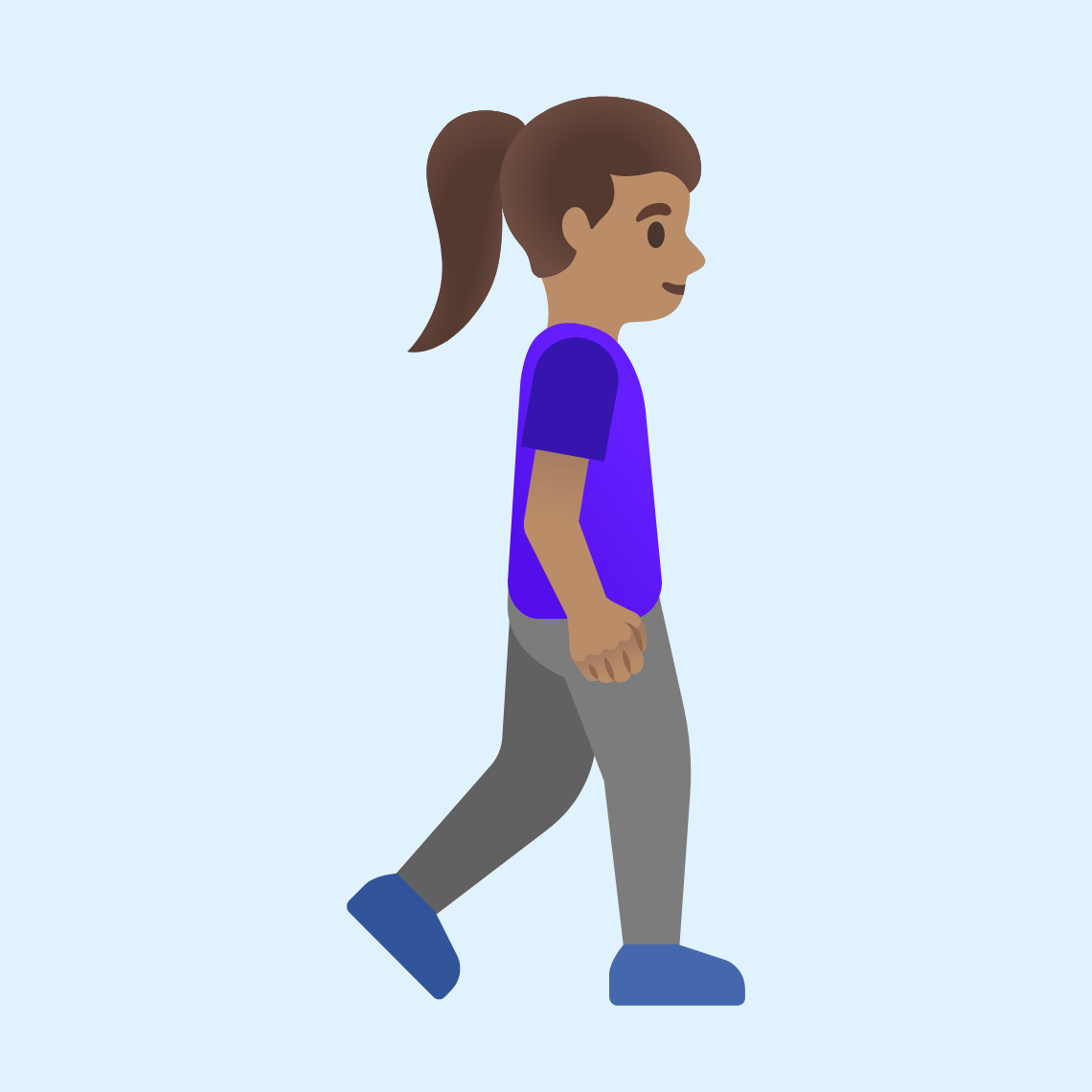 πΆπ½ββοΈββ‘οΈ Woman walking facing right: medium skin tone