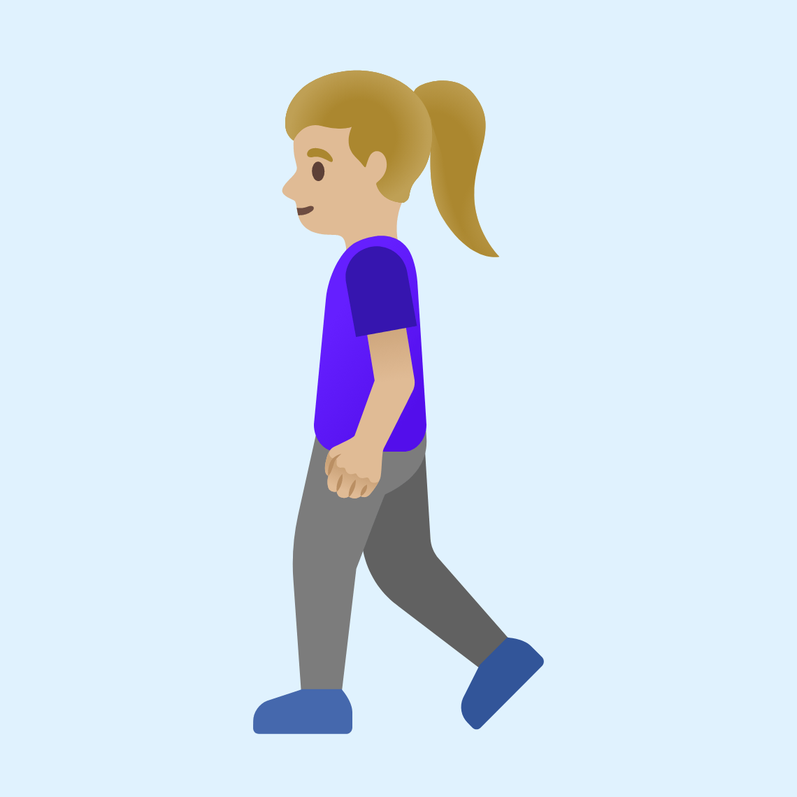 πΆπΌββοΈ Woman walking: medium-light skin tone