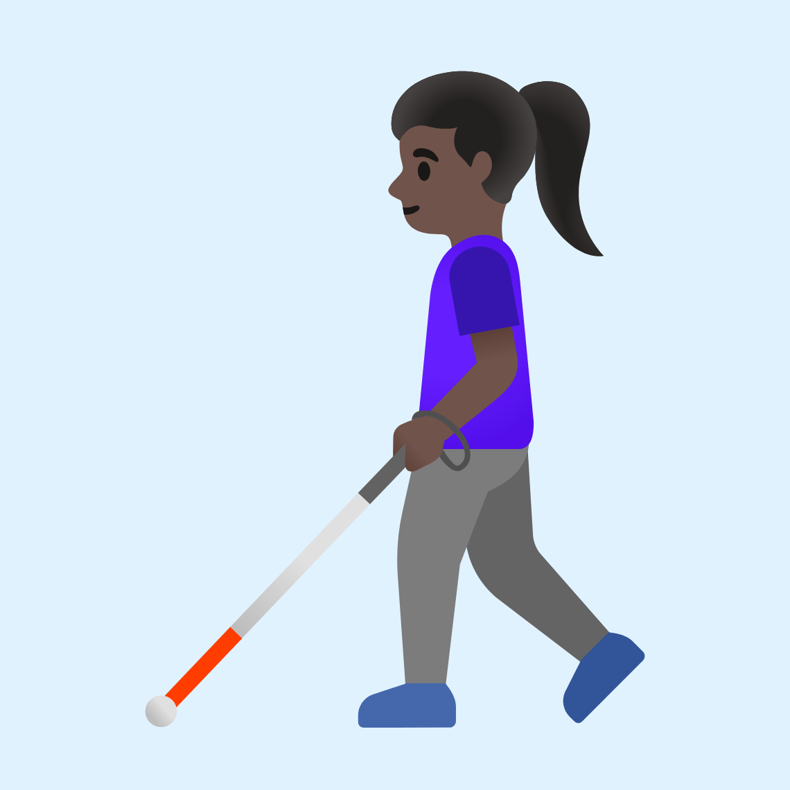 π©πΏβπ¦― Woman with white cane: dark skin tone
