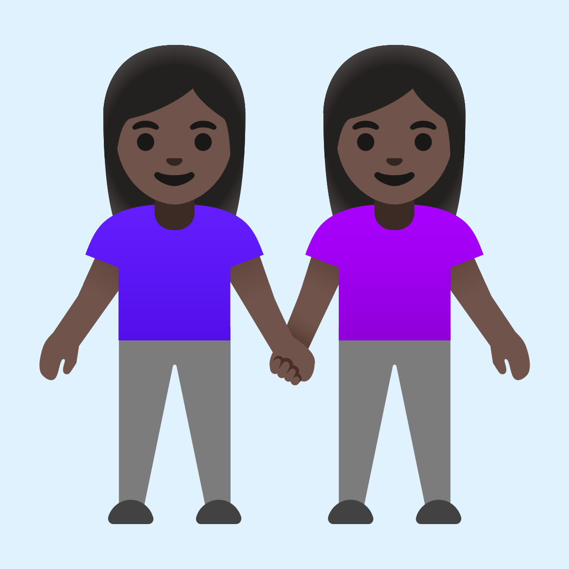 ππΏ Women holding hands: dark skin tone